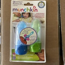 MUNCHKIN FOOD POUCH SPOON TIPS PACKAGE OF 2 1 BLUE 1 GREEN NEW IN PACKAGE NOS