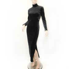 Tripp NYC Hot Topic Y2K velvet Goth turtleneck black dress Large Made in USA