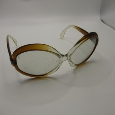 Vintage Renauld Eyeglasses France Brown Oval Clear Lenses Retro Mod Style 60s