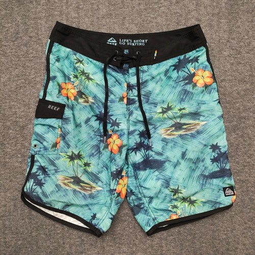 Reef Board Shorts Mens 32 Lifes Short Go Surfing Pocket Excellent