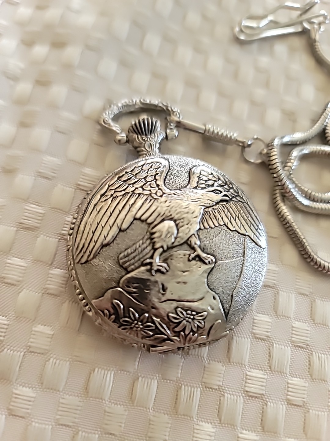 Pocket Watch Quartz Mens Antique Eagle Pattern Vi… - image 2