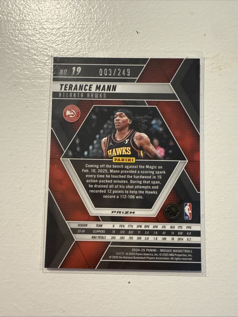その他 Panini mosaic Terance mann Black RC 1/1 2024-25 Panini Mosaic - Terance Mann #19 Orange Mosaic Prizm /249