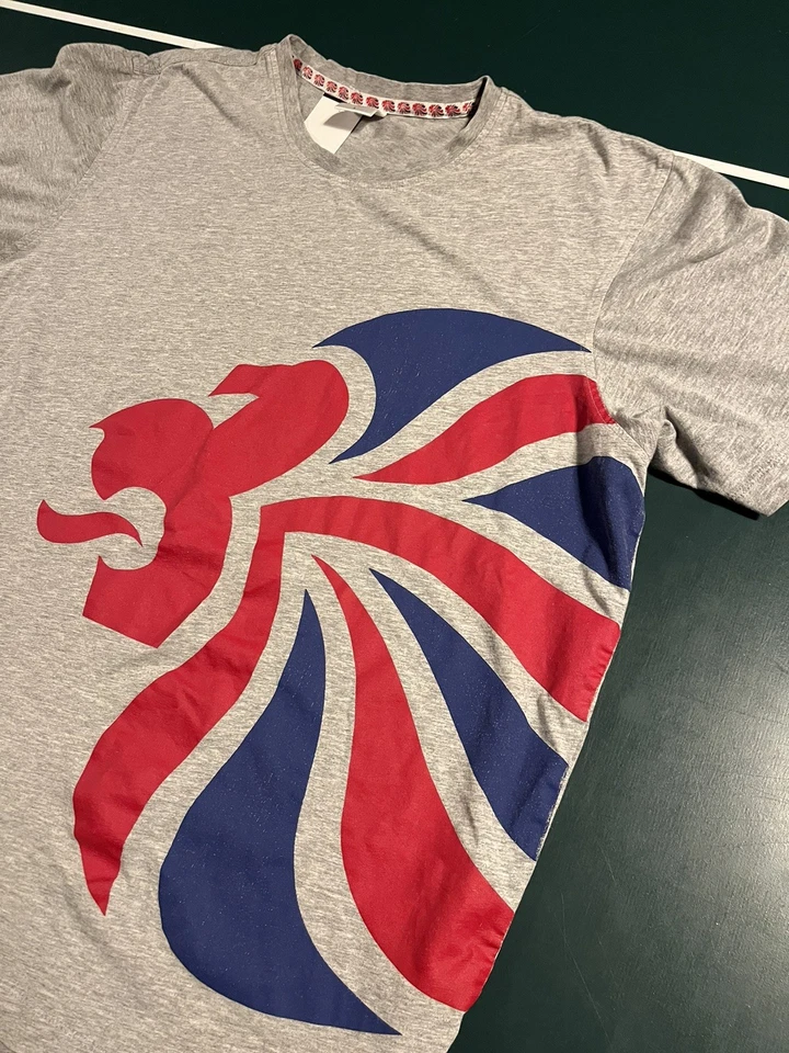 Команда GB Великобритании Олимпийских игр официальный логотип футболка большой серый Англии Великобритании лев - Изображение 3 из 4