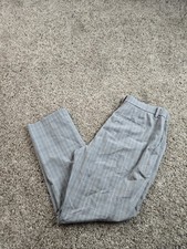 Uniqlo Smart Ankle Pants Men Large Gray 2 Way Stretch Flat Front Glen Check