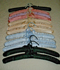 Vintage 80's Twelve Padded Satin Covered Clothes Hangers Variety of Colors 15"
