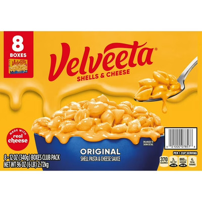 8 BOXES - Velveeta Shells Cheese Original Mac & Cheese Meal 12 oz (Total 96 oz)