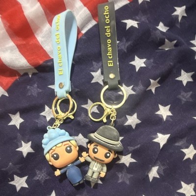 El Chavo del Ocho Cartoon Character Plastic Keychains Set Blue Black Gray Modern