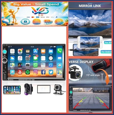 NEW 7'' Double Din Car Stereo MP5 Bluetooth Touchscreen Radio Backup Camera