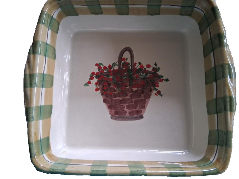Vietri of Italy Square Baking/Serving Dish Basket with Flowers Vintage Perfect!!