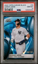 2025 Topps Chrome Black Aaron Judge #99 Blue Lava Refractor /150 PSA 10