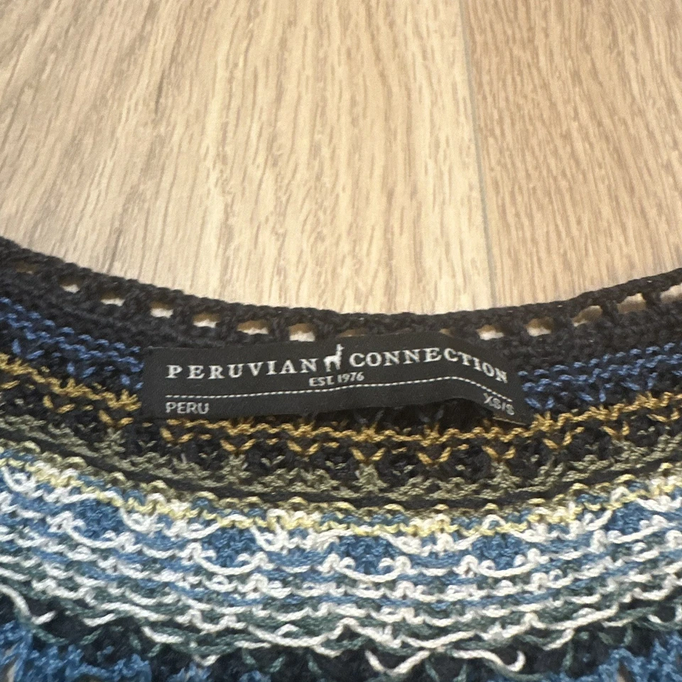 Suéter Poncho Peruvian Connection Pima Algodón Mujer XS/S Boho Pullover Tejido Foto 2 de 4