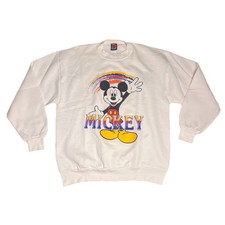 Vintage 90s Disney Mickey Mouse Unlimited Sweatshirt White USA Cotton Mix Large