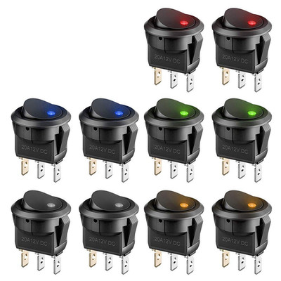 BUYGOO 10PCS Wippschalter 12V Rund Kippschalter KFZ Schalter 12V Beleuchtet, DC
