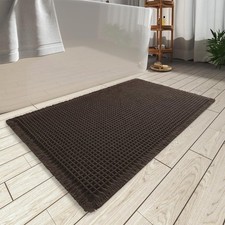 AMOAMI Upgraded Waffle Bath Mat, Super 1'8" x 2'8" Rectangular , Chocolate