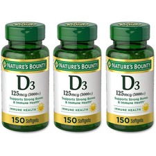 Nature's Bounty Vitamin D3 5000Iu Softgels Pack Of 3 Immune Support 150 Count