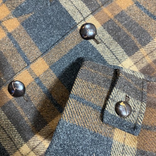 Vintage Pendleton Jacket Brown Plaid Wool USA 50s Car Coat Large Faux Fur Collar - Picture 17 of 23