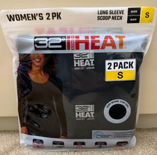 32 Degrees Heat Damski dekolt z długim rękawem- 2 szt.- Czarny i czarny- Small