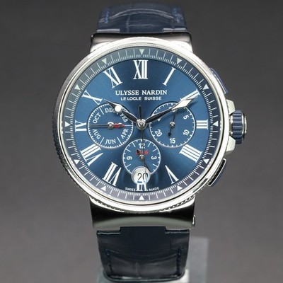Ulysse Nardin Marine Chronograph 1533-150/43 43MM Steel Blue Dial Full Set WRNT