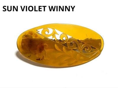 SUN VIOLET WINNY Hair Barrette Vintage Style Translucent Carved Design