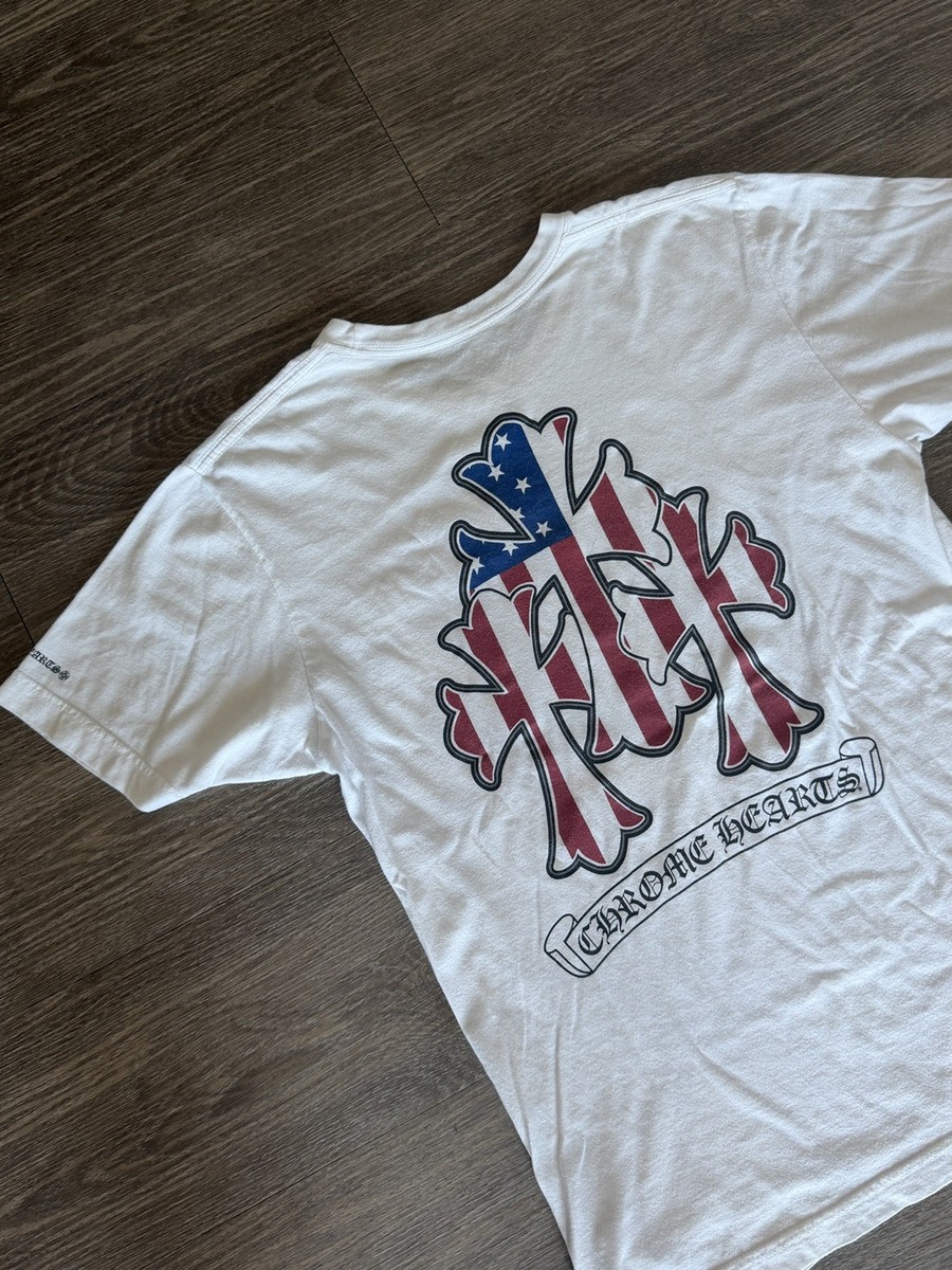 CHROME HEARTS アメリカ国旗 キッズTシャツ　2T 90美品　レア Chrome Hearts T-Shirt USA / American Flag Cross White size Medium