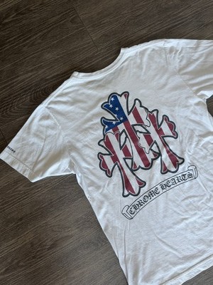 Chrome Hearts T-Shirt USA / American Flag Cross White size Medium RARE 