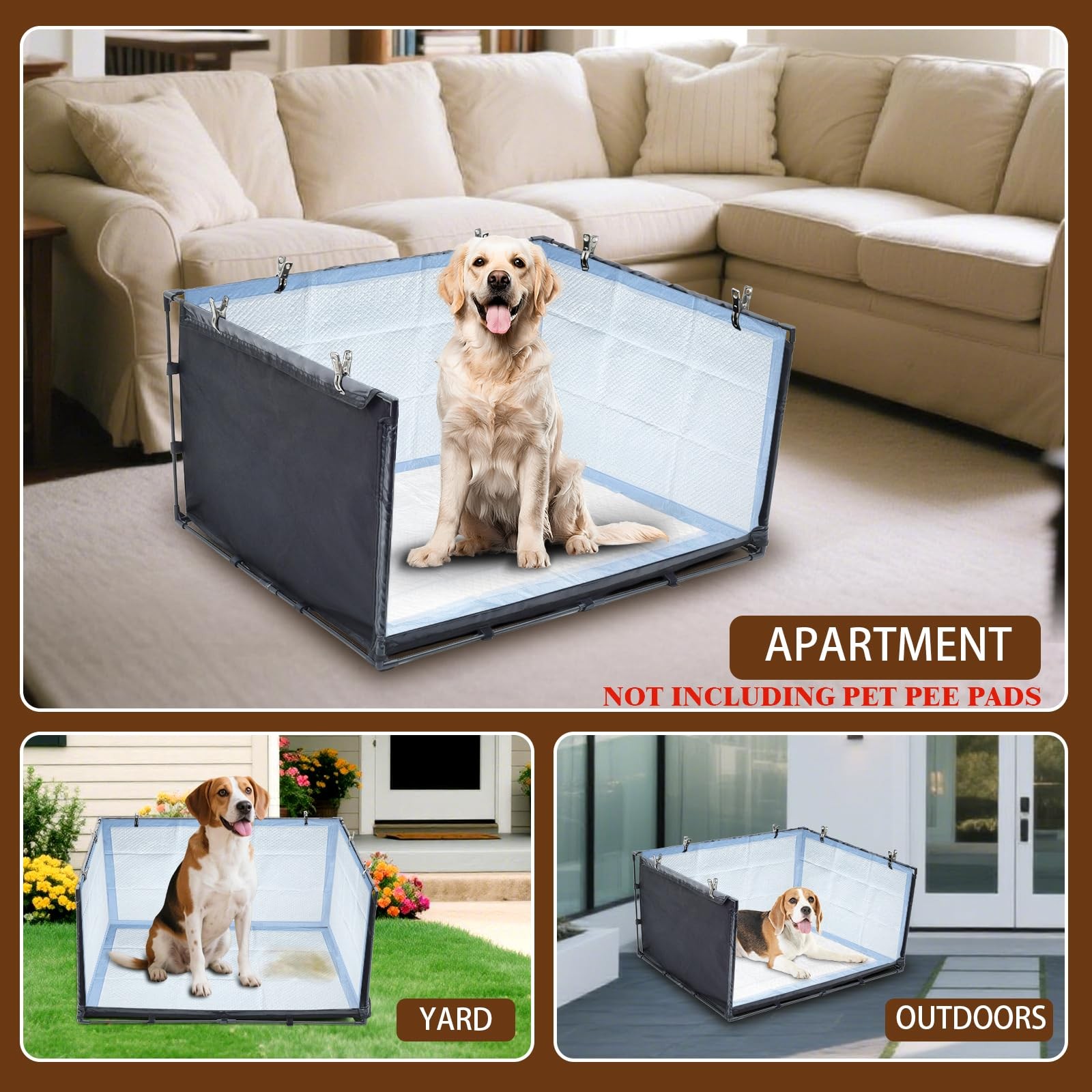 Dog Litter Box Indoor for Medium Dogs,Pee Pad Holder with High Walls(34.64"*2...