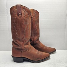 Vintage Dan Post Marlboro Western Cowboy Brown Leather Women's 6 M Boots P2552