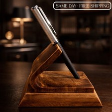 Soporte para bolígrafo de madera artesanal para escritorio de oficina - Organizador de escritorio de madera maciza premium