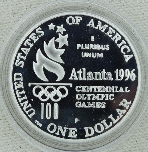 1996-P Olympic Tennis Proof Silver Dollar US Mint $1 Commemorative - Picture 2 of 2