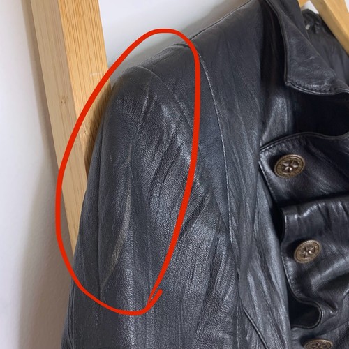 Chaqueta de cuero negra Carl Opik talla 40 (Reino Unido / AU 12) cordero oveja napa *Defectos - Imagen 10 de 17