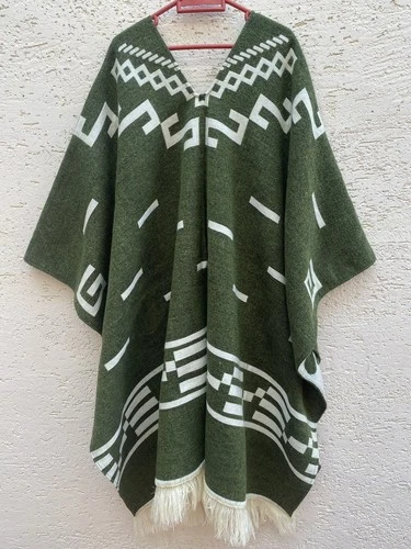 Clint Eastwood Western Cowboy Poncho Serape Handmade Alpaca Wool Olive Green  video thumbnail