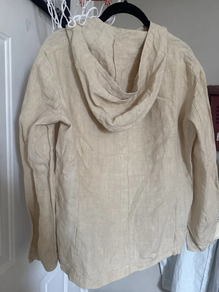Sudadera con Capucha de Lino Donna Karan de Lujo Hecha en Italia - Chaqueta de Jardín Zen Vintage Talla 4 Foto 4 de 4