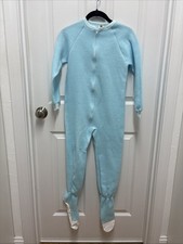 Vintage Carters Made In USA Baby Blue Zip Up Footy Pajamas One Piece - Size 8
