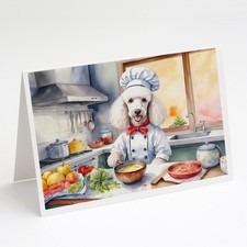 Caroline's Treasures White Poodle The Chef Greeting Cards Pack of 8 DAC6306GCA7P