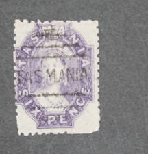 Tasmania rare #21 rouletted four sides used