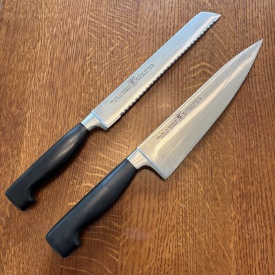 Henckels Twin Knife Set No Stain Friodor Chef 31071 & Bread 31076 Solingen 200mm
