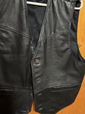 Pelle Sport Black Leather Sleeveless Vest Size Extra Large NICE