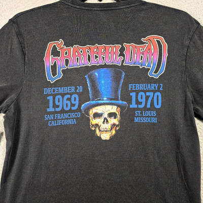 GRATEFUL DEAD Mens Shirt Medium Black Casual 1969 Tour Concert Rock Music NWT