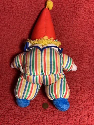 vintage 14" Bantam clown doll rattle chime stripes plush stuffed - Picture 3 of 4