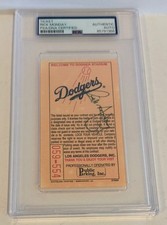 1990s Rick Monday Los Angeles Dodgers Signed Auto Ticket Parking PSA DNA Slabbed