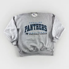 Carolina Panthers Russell Athletic Sweater Mns XL Gray Made in USA Vintage Y2K