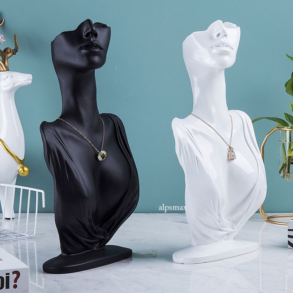 Resin Necklace Earrings Jewelry Display Stand Mannequin Head Bust