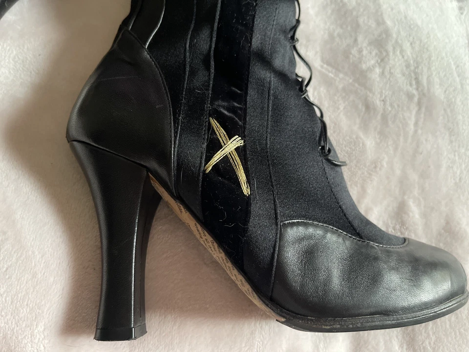 JOHN GALLIANO Authentic Rare Vtg Knee High Boots Black Fabric/Leather 37/6’5 - Image 3 of 4