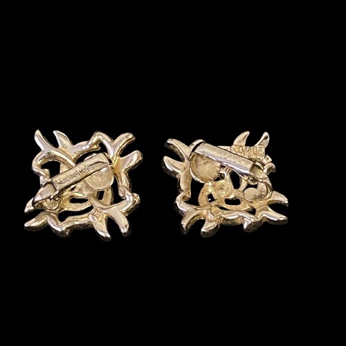 Vtg Sarah Coventry Gold Tone Textured Swirl Thorn Vine Clip On Earrings Signed - Picture 3 of 5