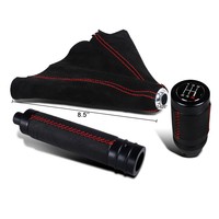Manual Transmission Shift Knob+boot+emergency Hand Brake Handle 5/6 Speed Black on sale Manual Transmission Shift Knob+boot+emergency Hand Brake Handle 5/6 Speed Black on sale