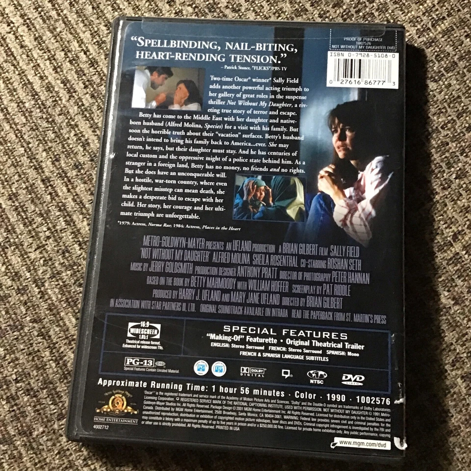 NOT WITHOUT MY DAUGHTER 1990 OOP DVD MGM PRINT SALLY FIELD ALFRED MOLINA - Image 2 of 4