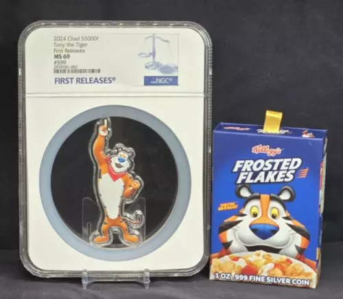 2024 CHAD 5000F - KELLOGG'S FROSTED FLAKES TONY THE TIGER - NGC MS69 SILVER COIN