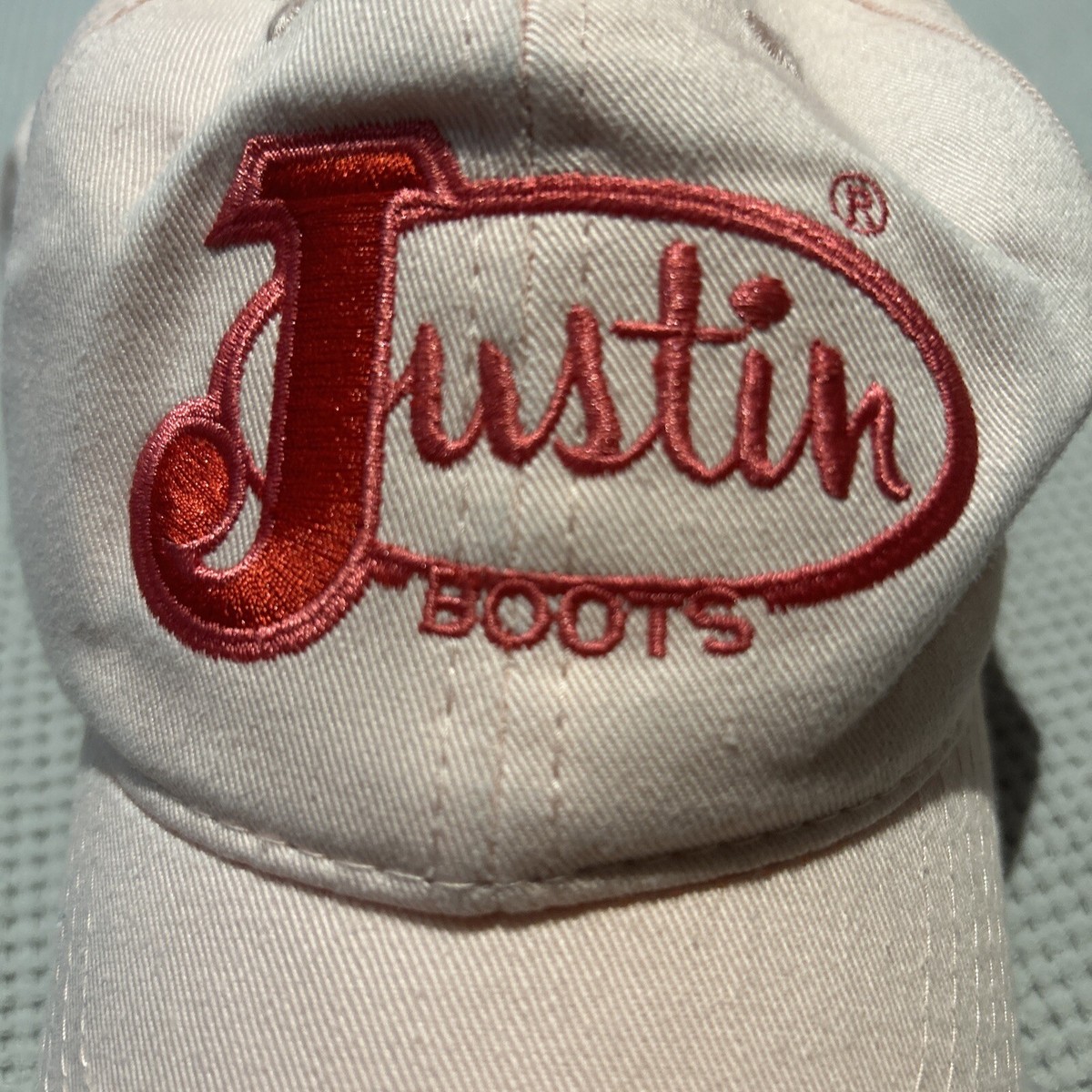 Justin Boots Adjustable Back Baseball Cap Hat Pink Mens Country