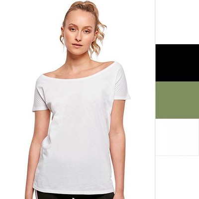 Build Your Brand Ladies' Wideneck Tee BY039 Damen T-Shirt NEU