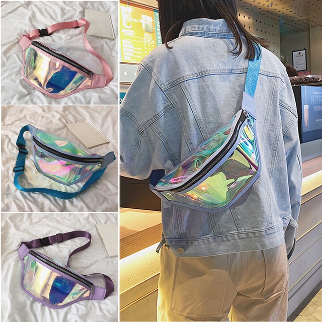 clear holographic bum bag
